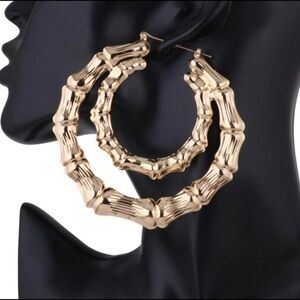 Double Circle Bamboo Hoop Earrings